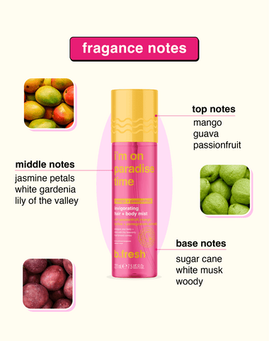 i'm on paradise time invigorating hair + body mist